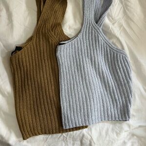 Forever 21 Ribbed Knit Tops in Brown and Gray